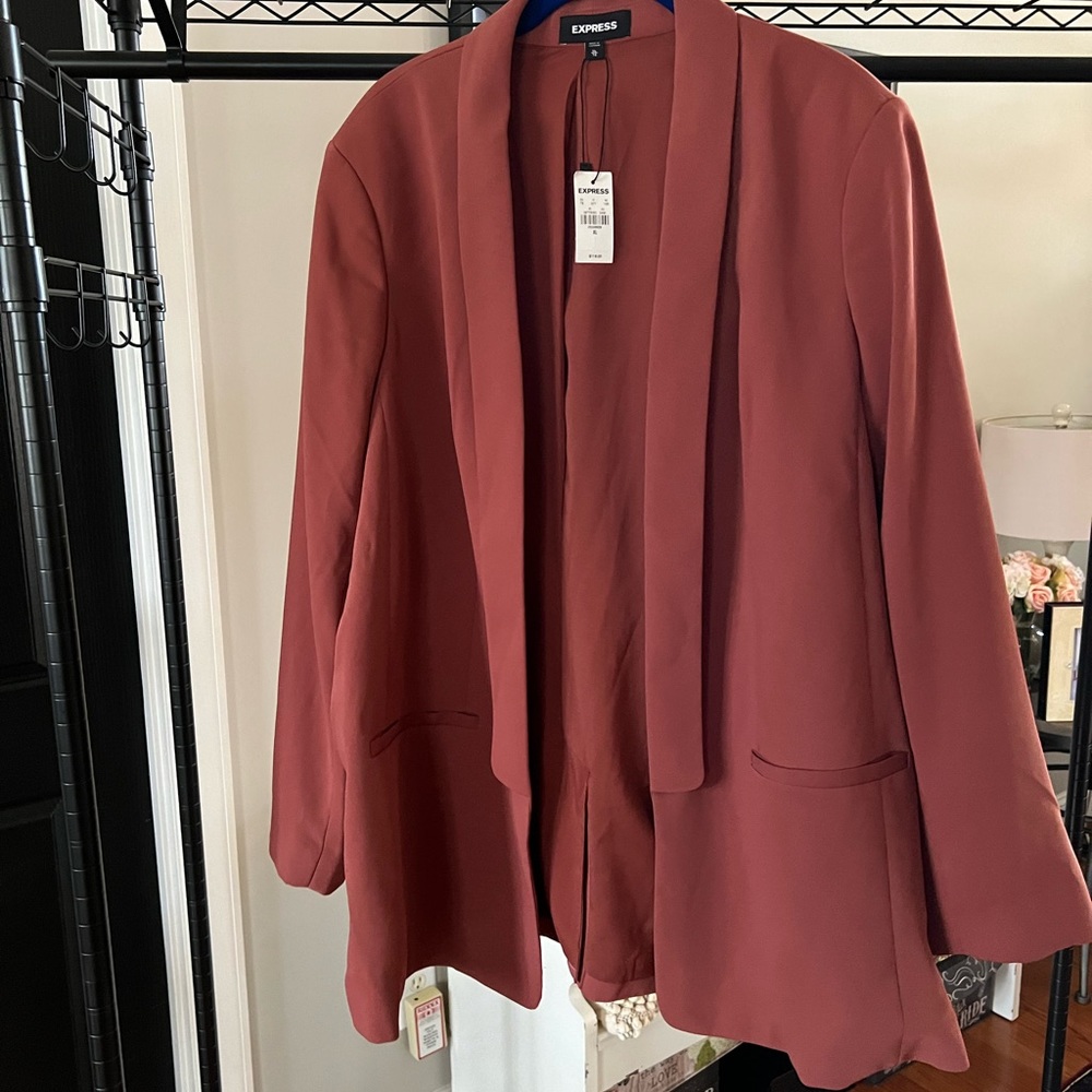 Express Satin Open Front Blazer NWT Copper size XL
